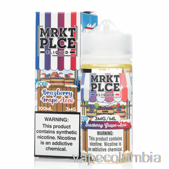 Kit Completo De Vapeo Ice Brazberry Uva Acai - Mrkt Plce - 100ml 0mg